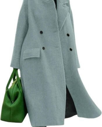 Women Oversized Long Winter Coats Warm Wool Blend Pea Trench Coat Overcoat