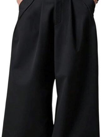 Men's Baggy Wide Leg Pants Zipper Fly Pleated Work Casual Long Trousers with Pocket
