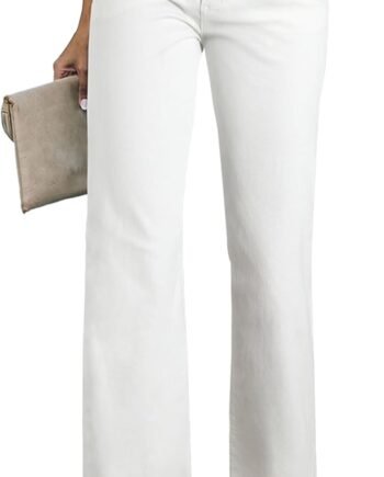 Women's Wide Leg Jeans Casual High Waisted Straight  Denim Pants with Pockets