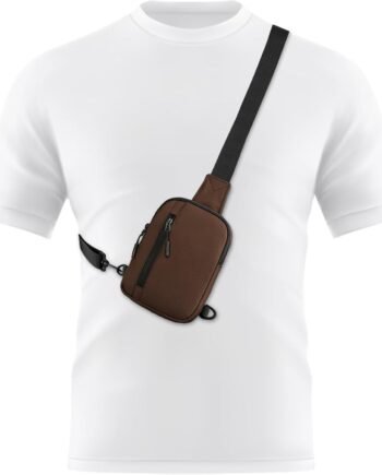 Mens Mini Sling Bag Chest Bag Shoulder Bag Women Crossbody Bag Phone Holder with Reversible Strap and Dual Pocket