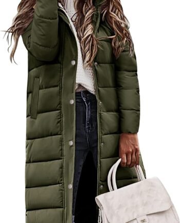 Womens Long Puffer Coat Long Down Winter Coats Jacket Thicken Quilted Jacket Puffy Padded Zip Hoodie Side Zipper