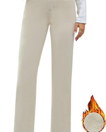 Jeans for Women Fleece Lined Pants High Waisted Stretchy Denim Straight Leg Baggy Jeans  Warm Winter Clothes