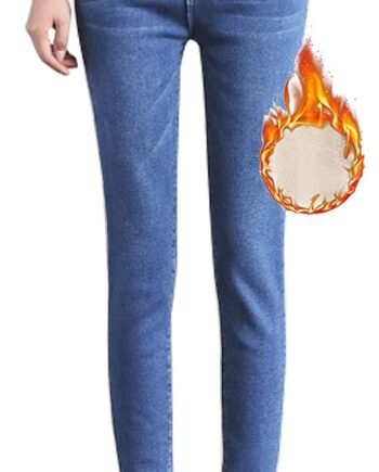 Winter  Fleece Lined Jeggings for Women, High Waist Stretchy Thick Cashmere Jeans Plush Warm Thermal Denim Pants