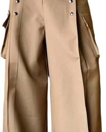 Men's Baggy Cargo Pants Wide Leg Metal High Waist Cool Work Pants Y2K