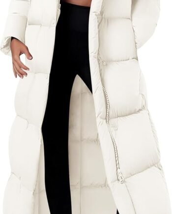 Women's Winter Long Puffer Coats Hooded Zip Up Casual Thickened Down Jackets Trendy Warm Clothes Outerwear