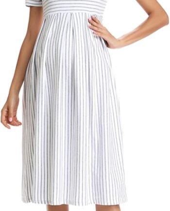 Women’s Casual Striped Maternity Dress Short Knee Length Pregnancy Clothes for Baby Shower