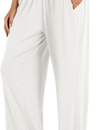 Women's Wide Leg Palazzo Lounge Pants with Pockets Light Weight Loose Comfy Casual Pajama Pants-26/28/30"/32" Inseam