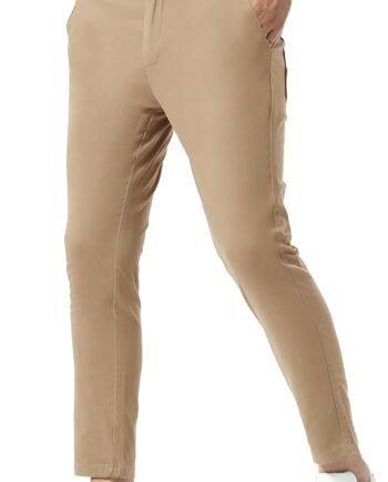 Men's Slim Fit Khaki Pants Stretch Cropped Chino Skinny Pants