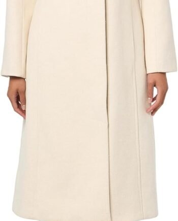 Women's Classic Wool  Three Button Stand Collar and Back Belt Detail