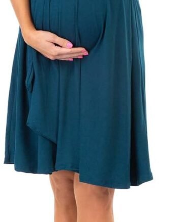Maternity Knee Length Wrap Dress with Adjustable Belt