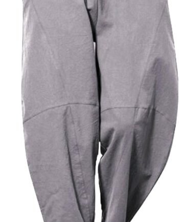 Men's Linen Harem Drawstring Pants Casual Elastic Waist Lightweight Trouser Hippie Summer Beach Yoga Pants