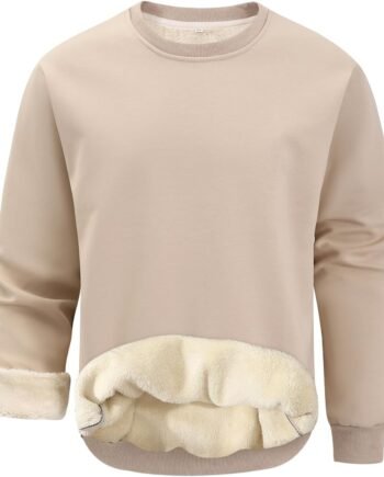 Men's Warm Crewneck Sherpa Lined Fleece Sweatshirt Pullover Tops