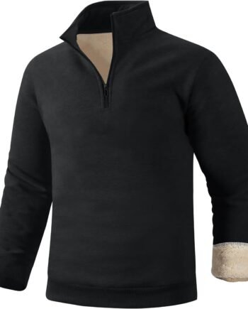 Men's Quarter Zip Sweatshirts Winter Warm Sherpa Fleece Lined Pullover Sweatshirts
