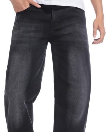 Men's Wide-Leg Baggy Flex Jeans Relaxed Loose Fit Long Denim Pants