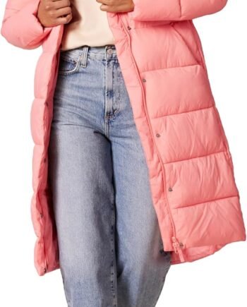 Women's Lightweight Full-Zip Water-Resistant Long Cocoon Puffer Winter Coat