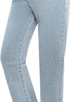 Women's Maternity Jeans Straight Leg Relaxed Fit Over Belly Pregnancy Denim Work Pants Maternity Clothes with Pockets