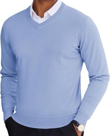 Men's V Neck Sweater Lightweight Knitted Pullover Sweaters