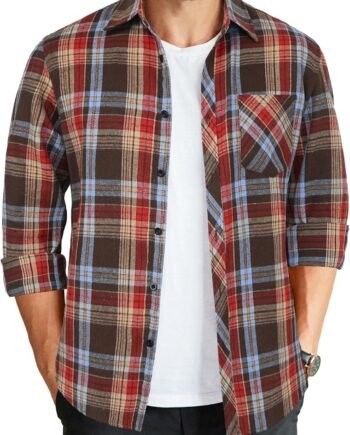 Men's Flannel Plaid Shirts Long Sleeve Button Down Shirts Casual Fall Shirt Jacket