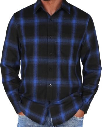 Mens Flannel Shirts Long Sleeve Button Down Shirt with Pocket Casual Shirts Work Shirts for Men