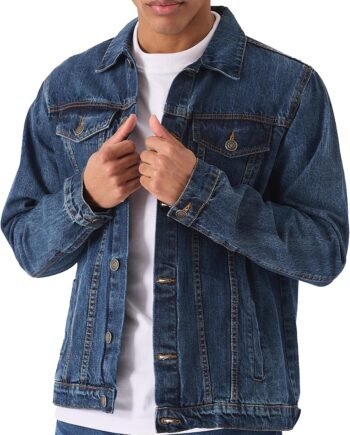 Jean Jacket For Men - Classic Trucker Style Slim Fit Casual Outerwear Button Down Cowboy Cut - Men's Denim Jacket