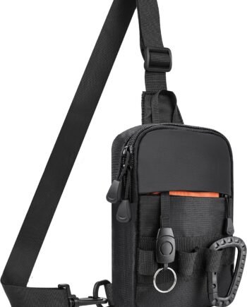 Mens Sling Bag,  Zippers Small Crossbody Bag for Hiking Travel Work, Water Resistant Utility  Mini Chest Bag