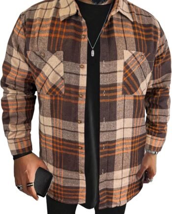Mens Flannel Shirts Long Sleeve Regular Fit Lightweight Plaid Button Down Casual Shirt with Pockets