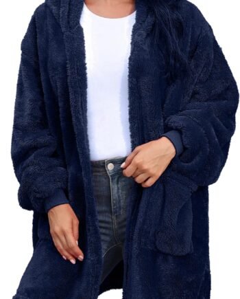 Hooded Cardigan for Women and Men, Oversized Sweatshirt Fuzzy Fleece Blanket Hoodie Jacket - One Size Fits All
