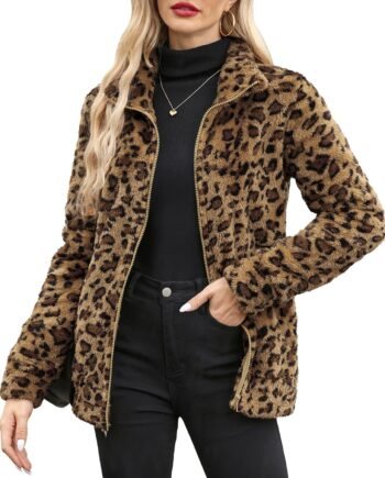 For  Women's Long Sleeve Full Zip Soft Warm Fleece Jacket