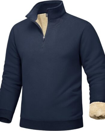 Men's Sherpa Lined Quarter Zip Fleece Heavyweight Pullover Winter Warm Sweatshirts